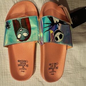 Women's The Nightmare Before Christmas Jack and Sally Slides Size 9/10 NWT